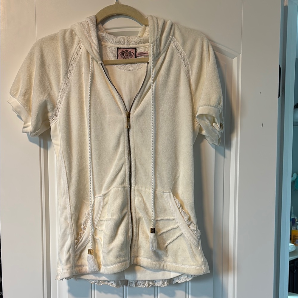 Juicy Couture Cream Textured Zip Hoodie